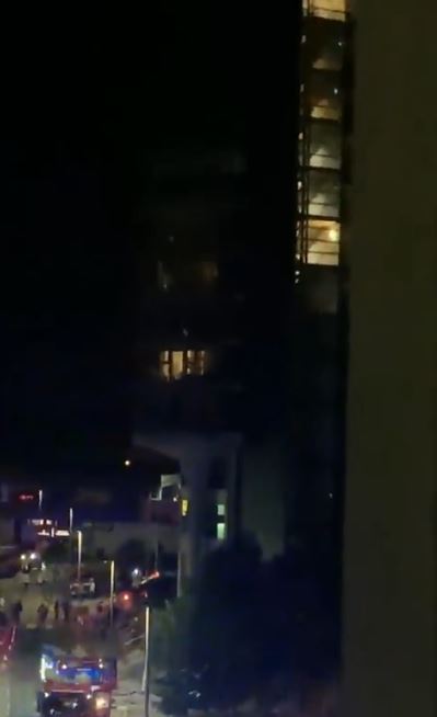 About 100 firefighters put out the blaze.