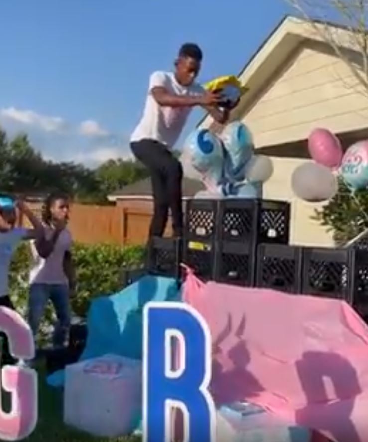 The foolish father climbs to the top of the milking parlor.