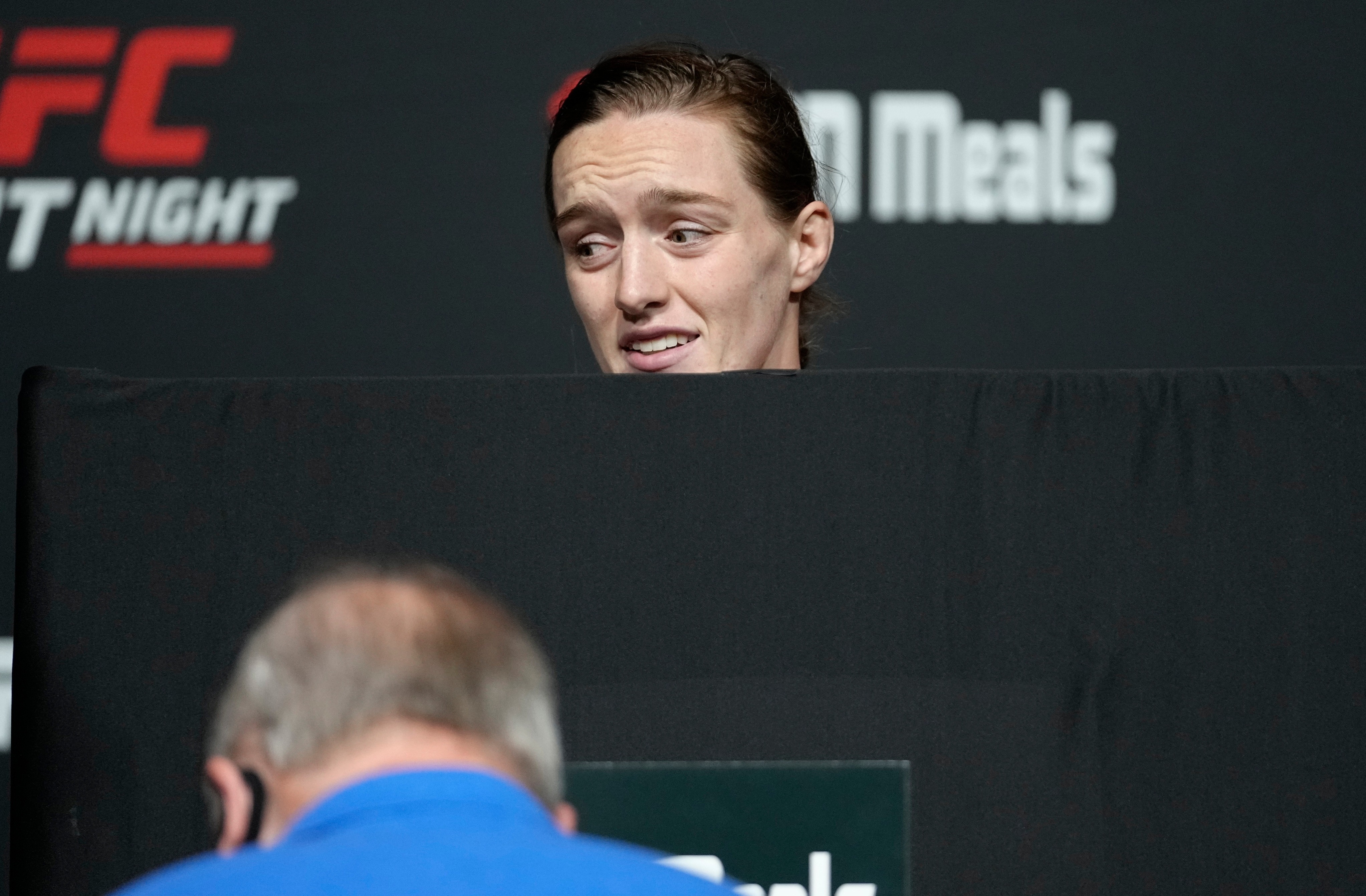 The weight was behind the privacy screen.