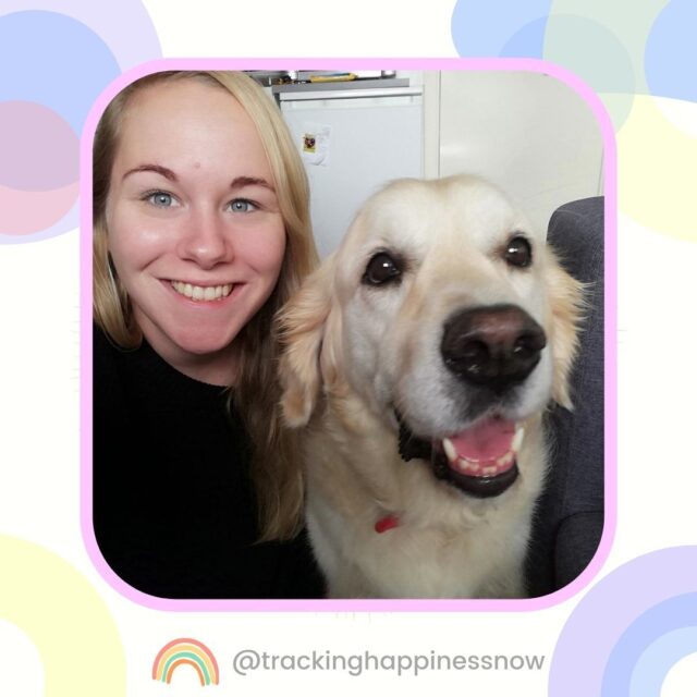 Happy woman and dog.